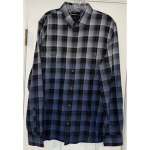 True Religion Shirt‎ Mens XL Plaid Button Up Long Sleeve Embroidered Slim